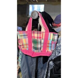 Vintage Pink Plaid LL Bean Boat and Tote